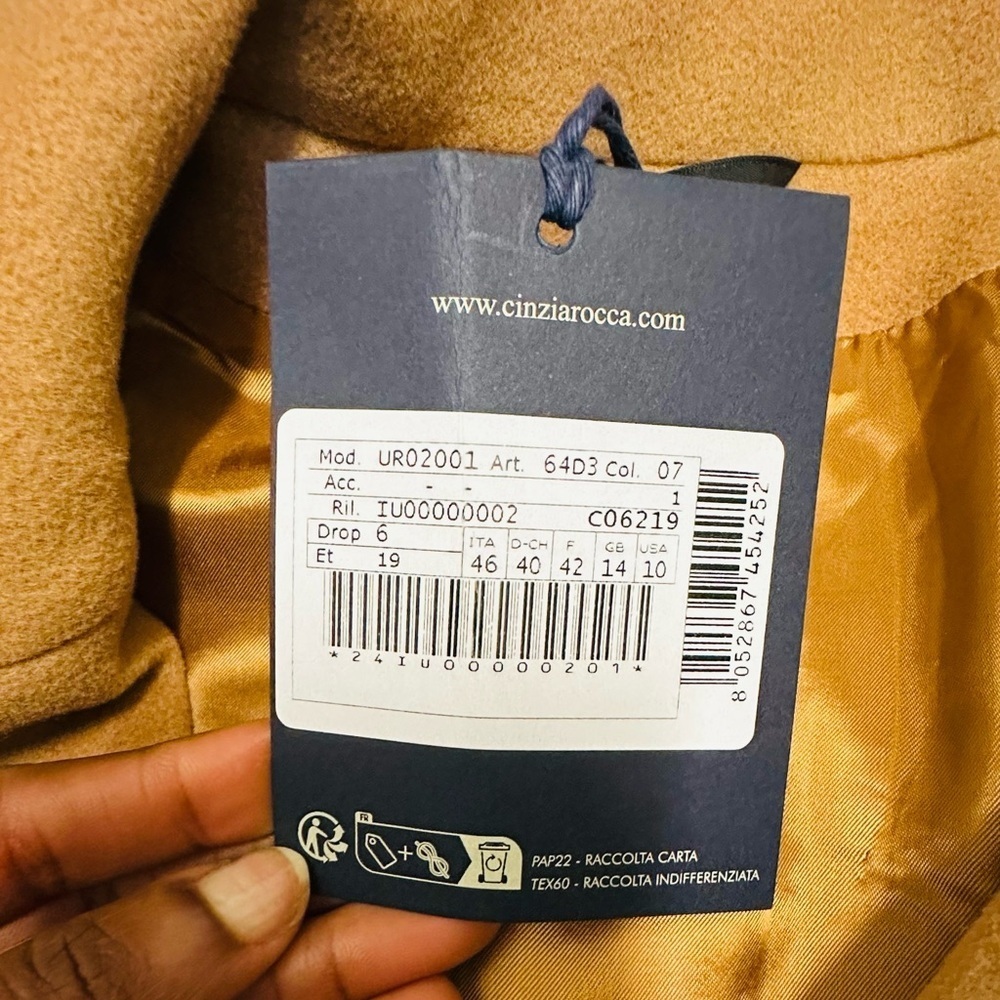 ICONS By Cinzia Rocca Wool Blend Tan Long Coat - Picture 9 of 16